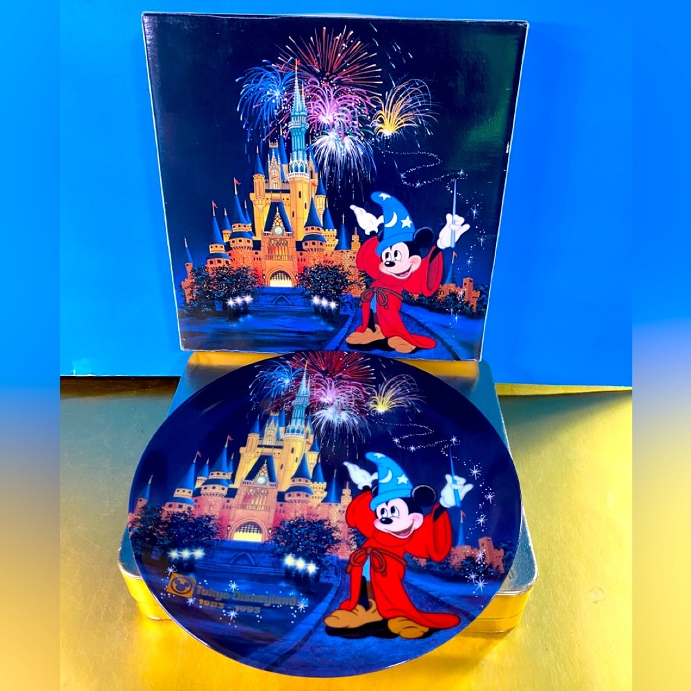 Tokyo Disneyland 1983-1993 Fantasia Mickey Porcelain Anniversary Ltd Plate Japan